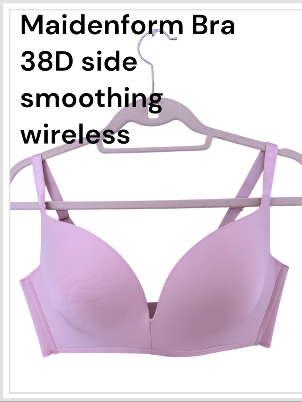 Maidenform 38D women’s Light Pink Push-Up Bra wireless side slimming EUC